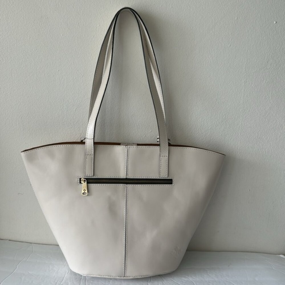 Patricia Nash Marconia Tote Woven Leather Latte Dark White Handbag - Picture 7 of 16